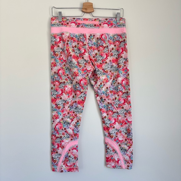 Lululemon Inspire Crop II Leggings Flowabunga Floral Coral Pink 8 - Picture 7 of 10